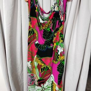 Alfani Pink and Green Backless Dress